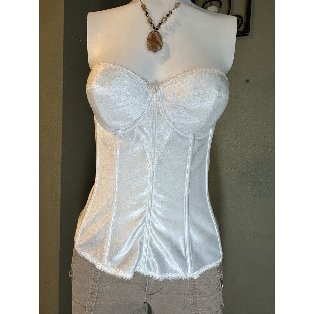 Dominique Corset Longline Bridal Bra Juliette 36 B Ivory Strapless Garters